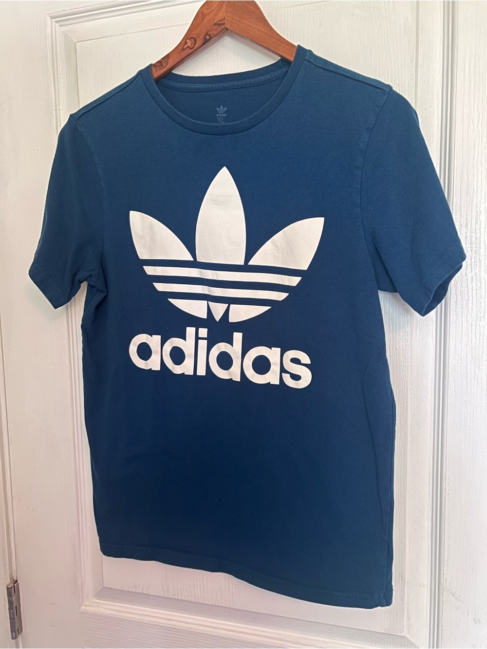 adidas Teal Crewneck T-Shirt with Subtle Trefoil